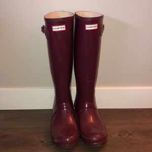 Hunter Original Gloss Tall Boots Magenta